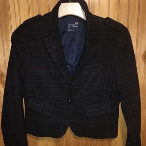 Plaid Crop Wool Jacket